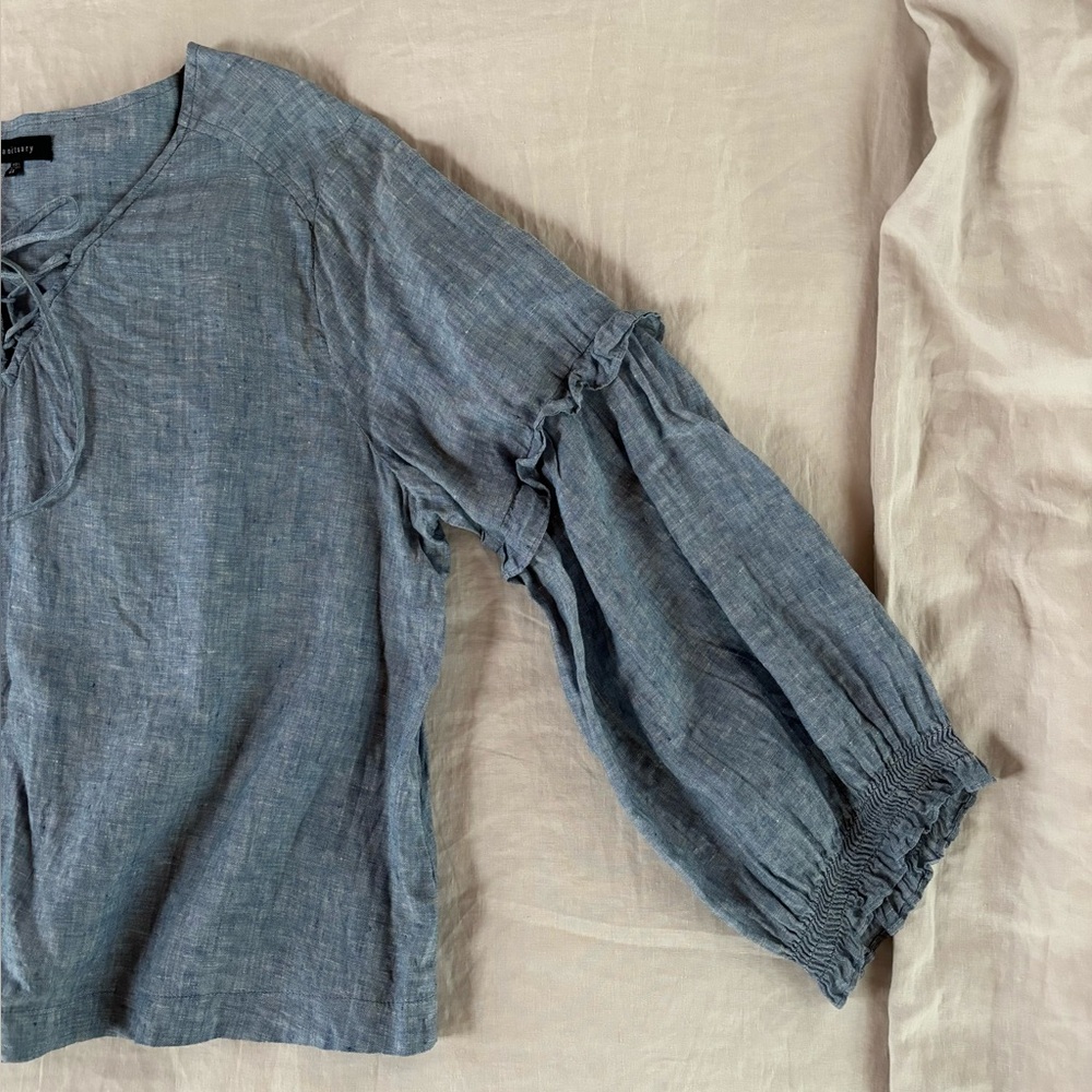 Linen Peasant Blouse - Picture 3 of 7